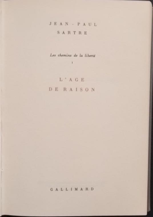 L' age de raison - Jean-Paul Sartre - copertina
