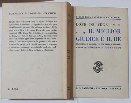 Il miglior giudice è il Re - Lope de Vega - copertina