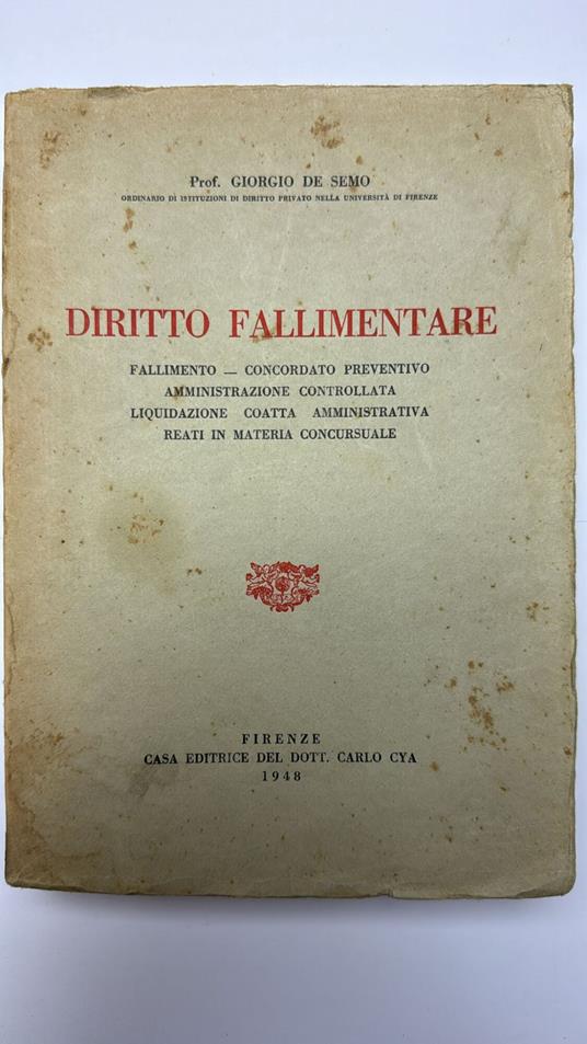 Diritto fallimentare - Giorgio De Semo - copertina