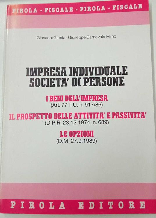 Impresa individuale. Società di persone - copertina