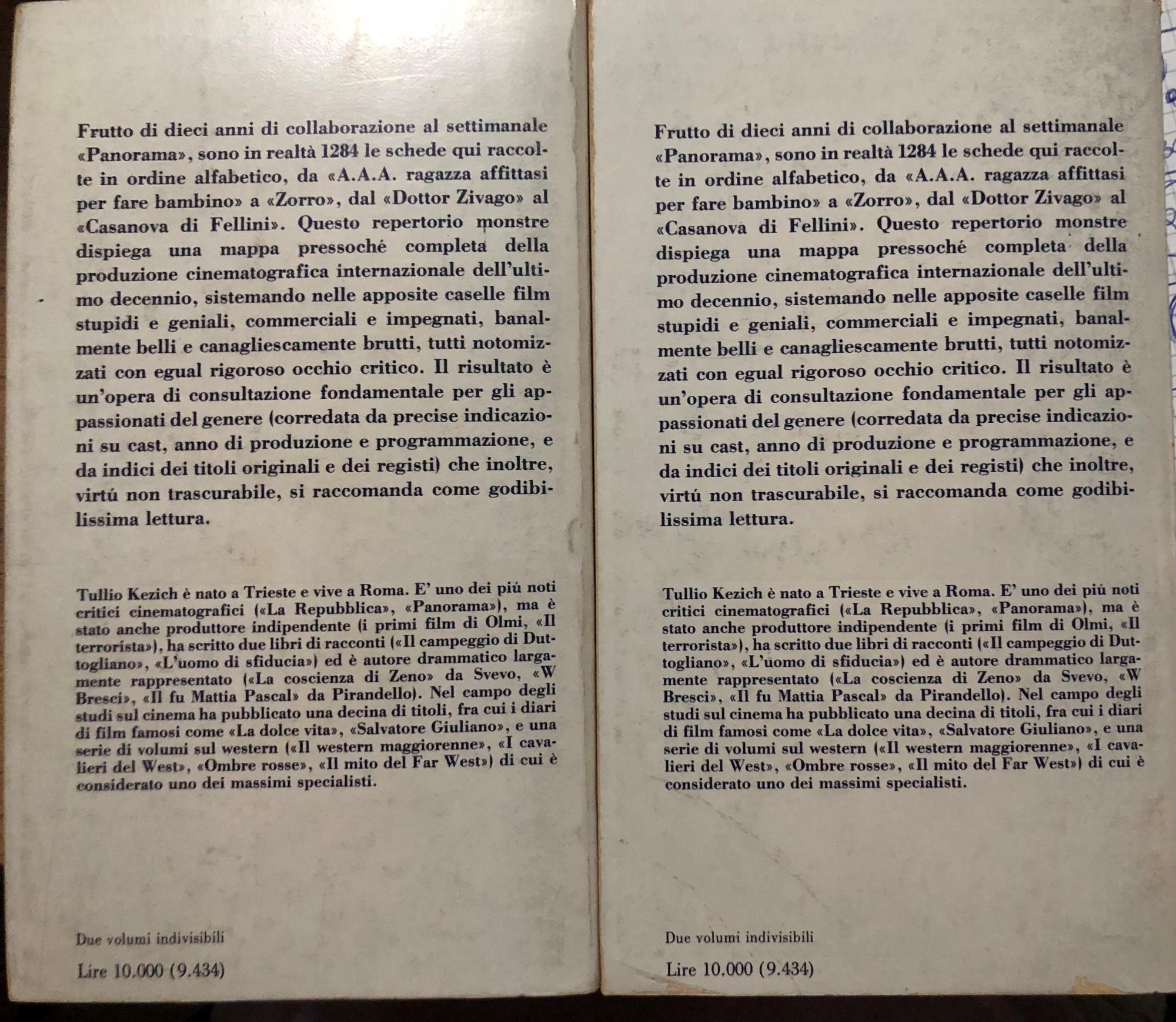 Il MilleFilm. Dieci anni al cinema 1967-1977 Volumi: I (A-L) II (M-Z)