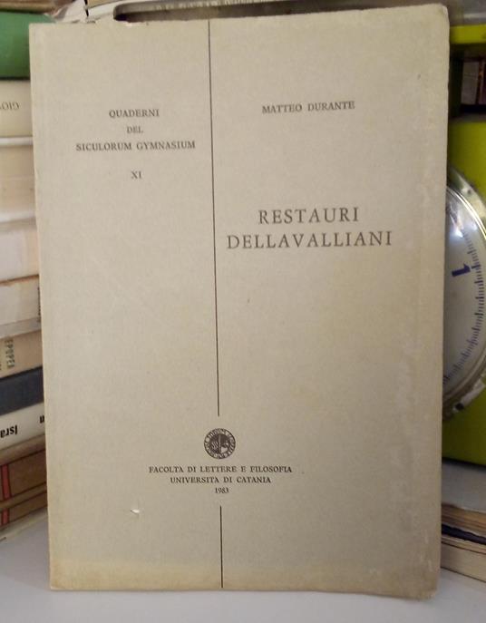 Restauri dellavalliani - Matteo Durante - copertina