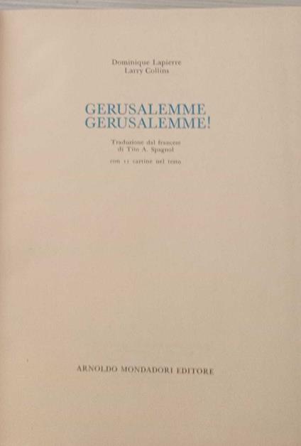 Gerusalemme Gerusalemme! - Dominique Lapierre - copertina