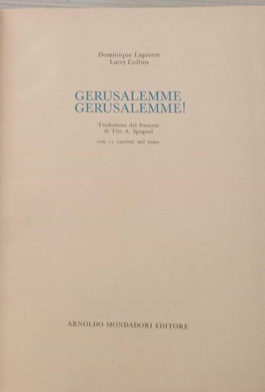 Gerusalemme Gerusalemme! - Dominique Lapierre - copertina