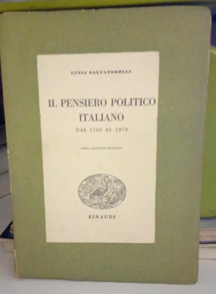 Il pensiero politico italiano dal 1700 al 1870 - Luigi Salvatorelli - copertina