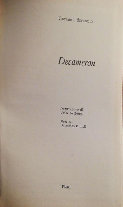 Decameron - Giovanni Boccaccio - copertina