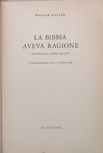 La Bibbia aveva ragione - Werner Keller - copertina