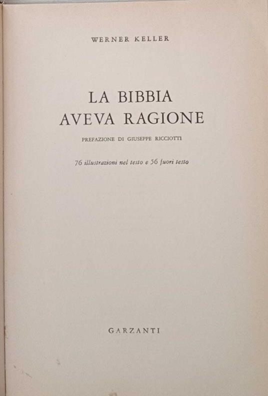 La Bibbia aveva ragione - Werner Keller - copertina