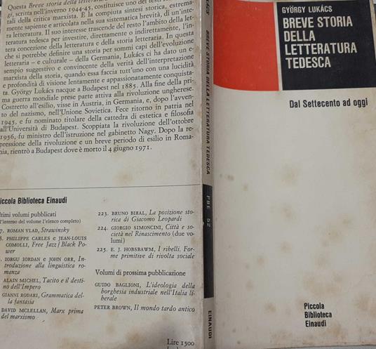 Breve storia della letteratura tedesca. Dal Settecento ad oggi - György Lukács - copertina