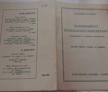 Dizionarietto etimologico napoletano - Francesco D'Ascoli - copertina