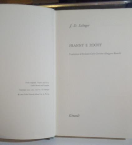 Franny e Zooney - J. D. Salinger - copertina