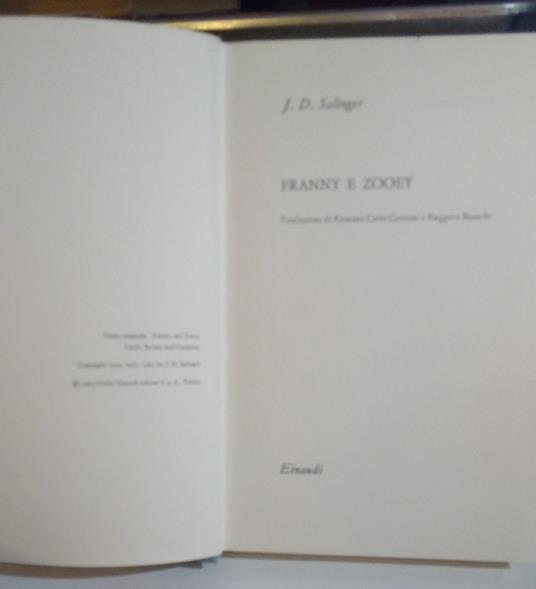 Franny e Zooney - J. D. Salinger - copertina