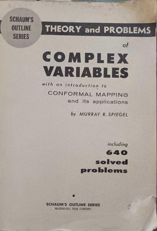 Theory And Problems Of Complex Variables - Murray R. Spiegel - copertina