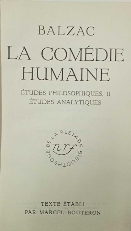 La comédie humaine (vol.X) Biblioteque La Pleiade - Honoré de Balzac - copertina