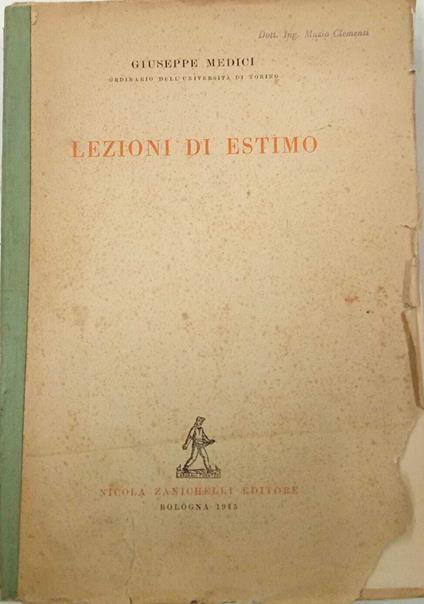 Lezioni di estimo (ristampa dell'edizione del 1939) - Giuseppe Medici - copertina