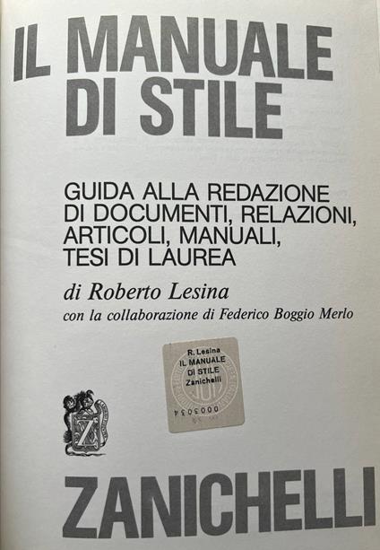 Il manuale di stile - Roberto Lesina - copertina