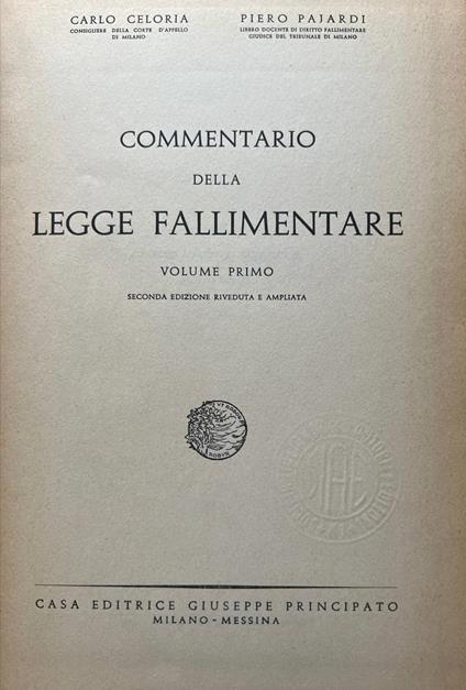 Commentario della legge fallimentare. Volume primo - copertina