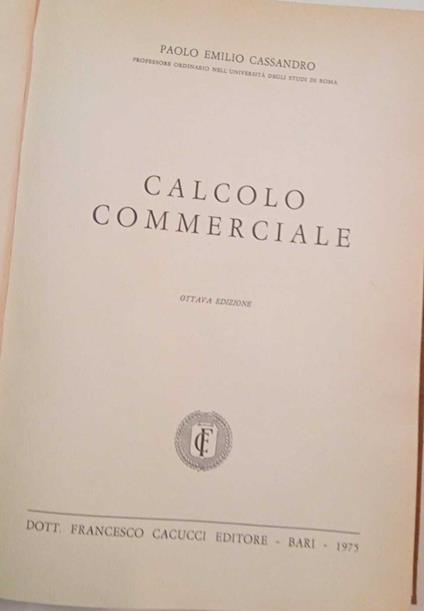 Calcolo commerciale - Paolo E. Cassandro - copertina