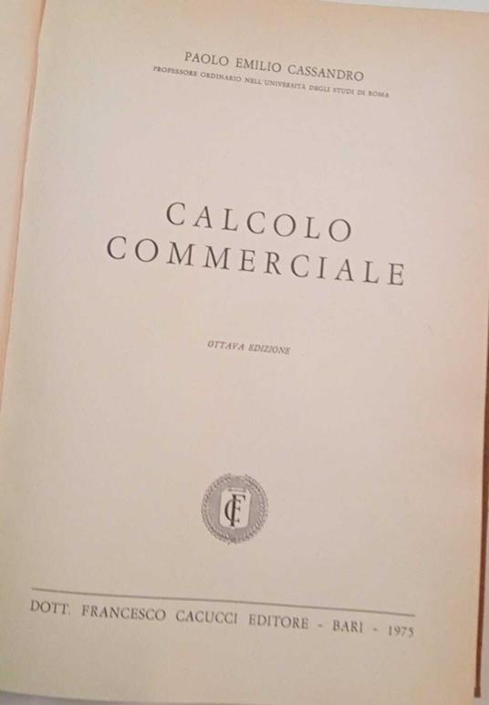 Calcolo commerciale - Paolo E. Cassandro - copertina