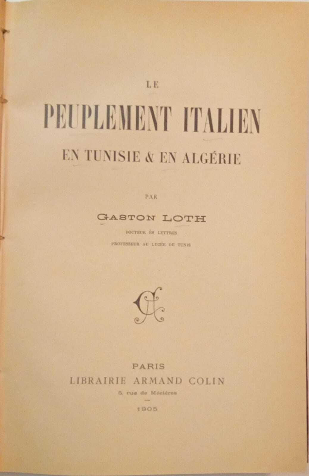 Le peuplement italien en tunisie & en algerie