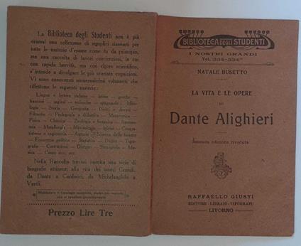 La vita e le opere di Dante Alighieri - Natale Busetto - copertina