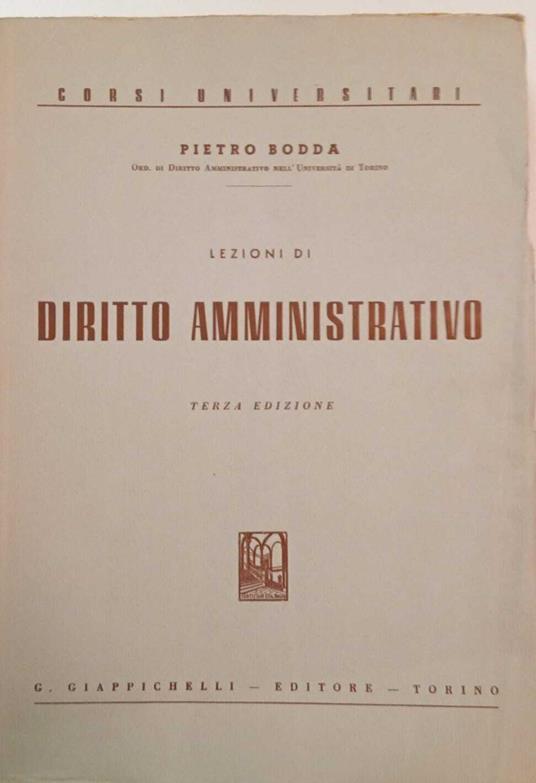 Lezioni di diritto amministrativo - Pietro Bodda - copertina