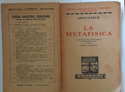 La metafisica - Aristotele - copertina