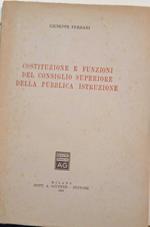 Costituzione e funzioni del consiglio superiore della pubblica istruzione