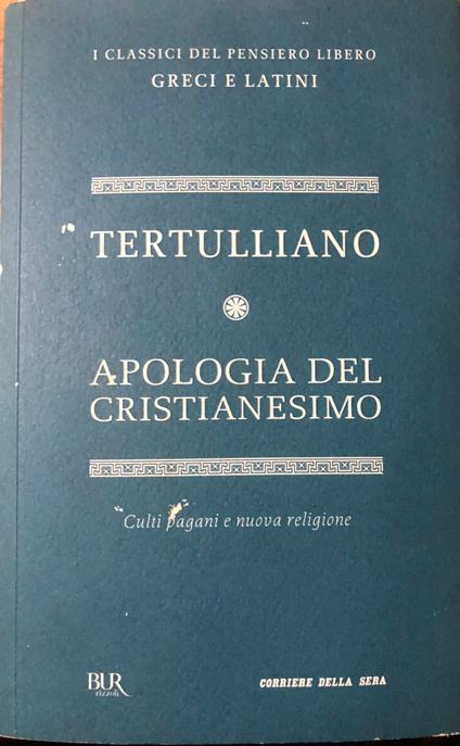 Apologia del cristianesimo - Quinto S. Tertulliano - copertina