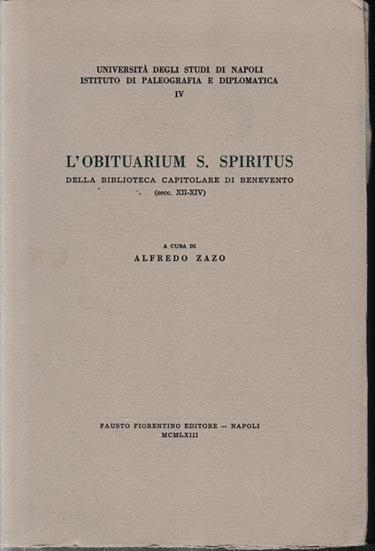 L' Obituarium S. Spiritus della Biblioteca Capitolare di Benevento (secc. XII-XIV) - copertina