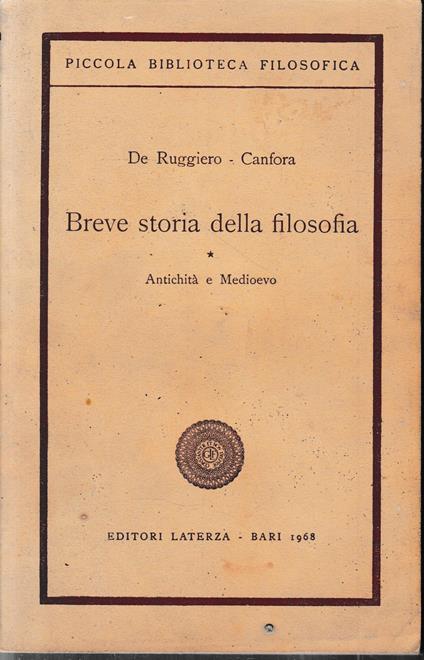 Breve storia della filosofia, vol. 1° - copertina