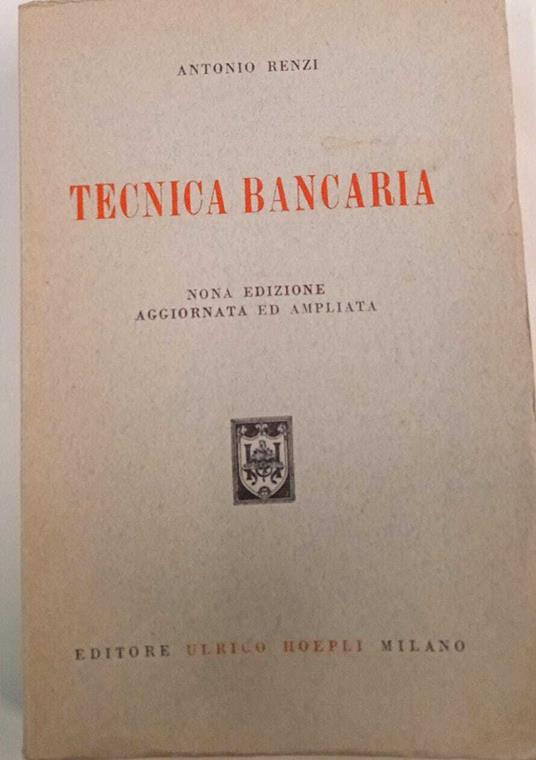 Tecnica bancaria - Antonio Renzi - copertina