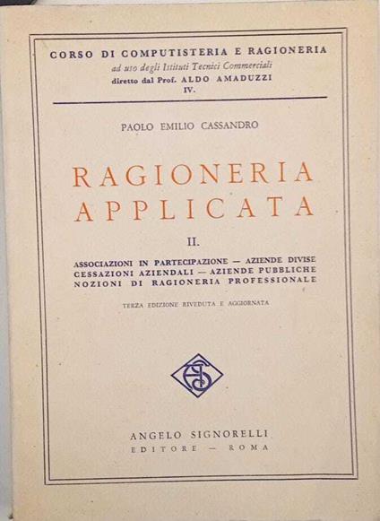 Ragioneria applicata (vol. II) - Paolo E. Cassandro - copertina