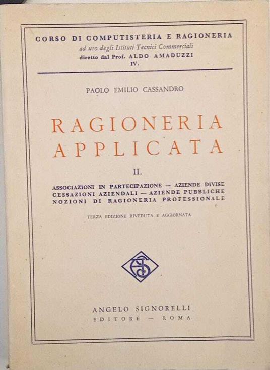 Ragioneria applicata (vol. II) - Paolo E. Cassandro - copertina