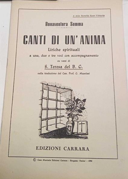 Canti di un'anima. Liriche spirituali - Bonaventura Somma - copertina