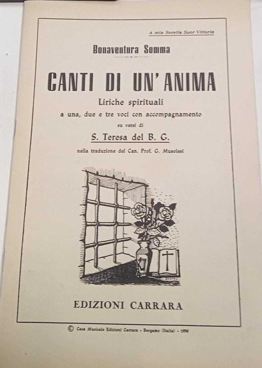 Canti di un'anima. Liriche spirituali - Bonaventura Somma - copertina