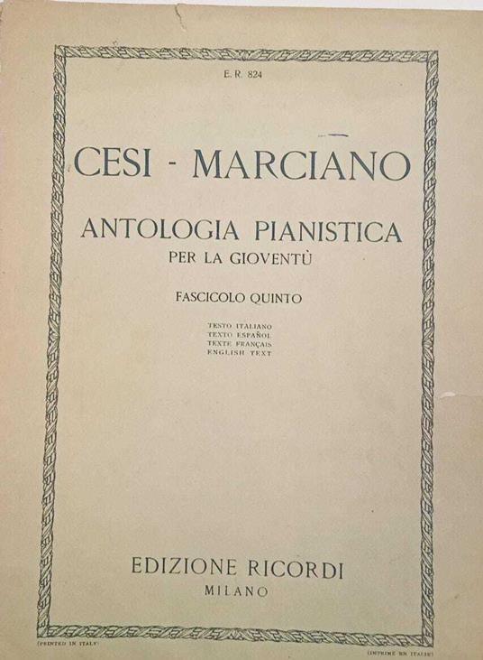 Antologia pianistica per la gioventù (fascicolo quinto) - copertina