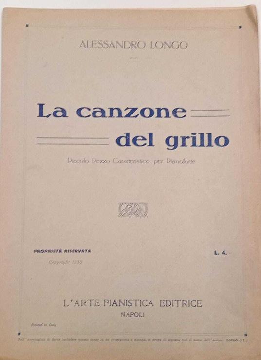 La canzone del grillo - Alessandro Longo - copertina