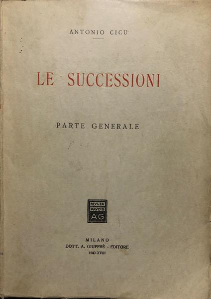 Le successioni - Antonio Cicu - copertina