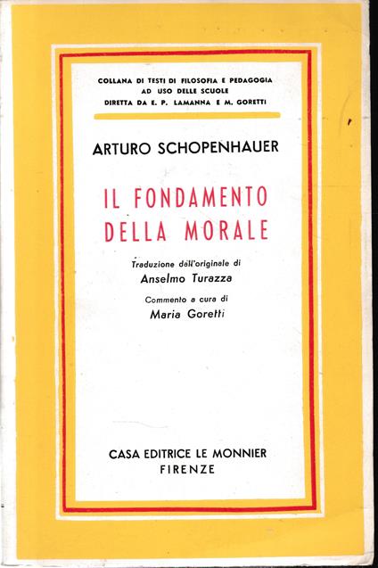 Il fondamento della morale - Arthur Schopenhauer - copertina