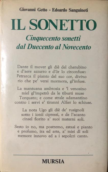 Il sonetto. Cinquecento sonetti dal Duecento al Novecento - G. Getto - copertina
