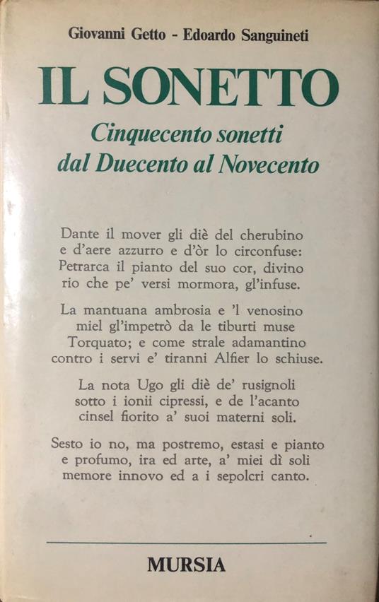 Il sonetto. Cinquecento sonetti dal Duecento al Novecento - G. Getto - copertina