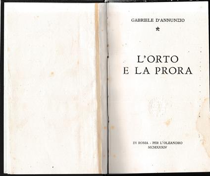 L' orto e la prora - Gabriele D'Annunzio - copertina