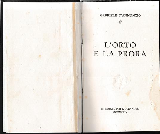 L' orto e la prora - Gabriele D'Annunzio - copertina