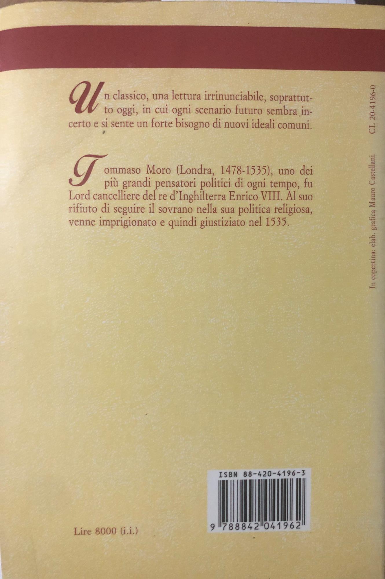 L' Utopia o la migliore forma di repubblica