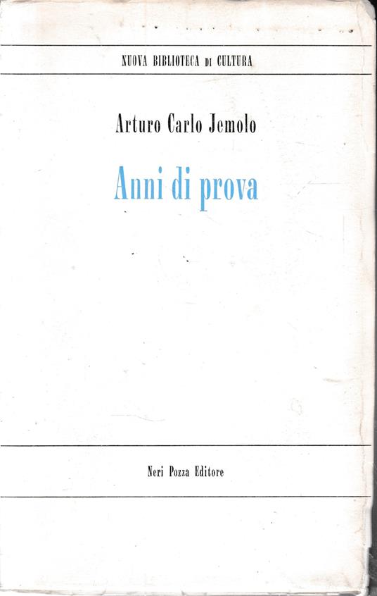 Anni di prova - Arturo Carlo Jemolo - copertina