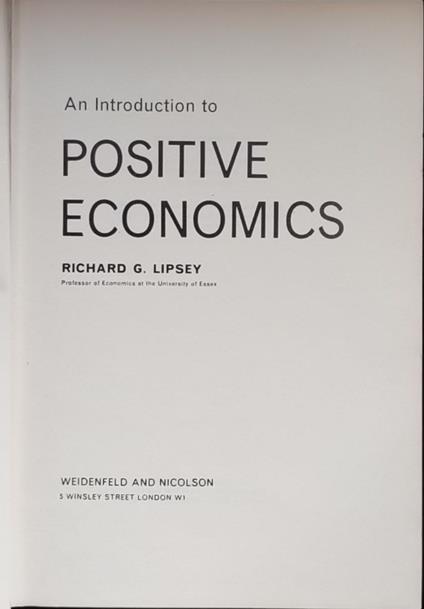 An introduction to positive economics - Richard G. Lipsey - copertina