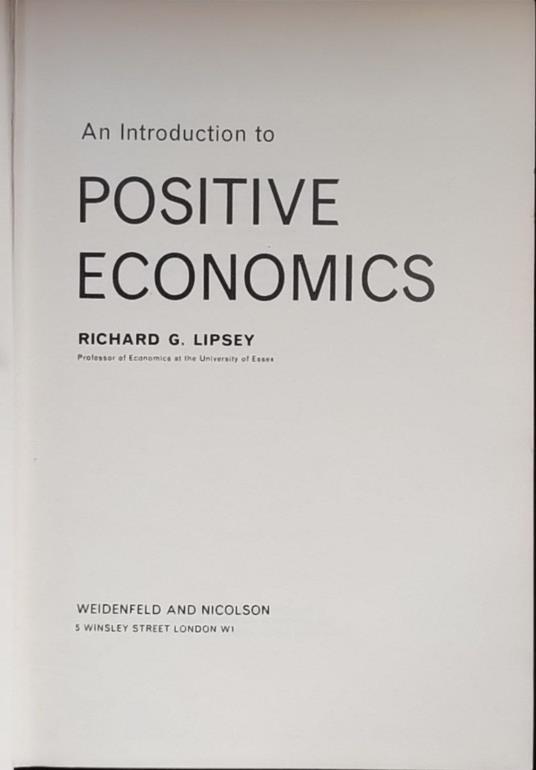 An introduction to positive economics - Richard G. Lipsey - copertina