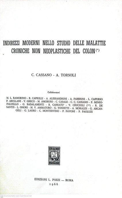 Indirizzi moderni nello studio delle malattie croniche non neoplastiche del colon - copertina