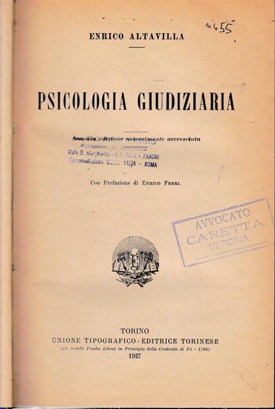 Psicologia giudiziaria - Enrico Altavilla - copertina